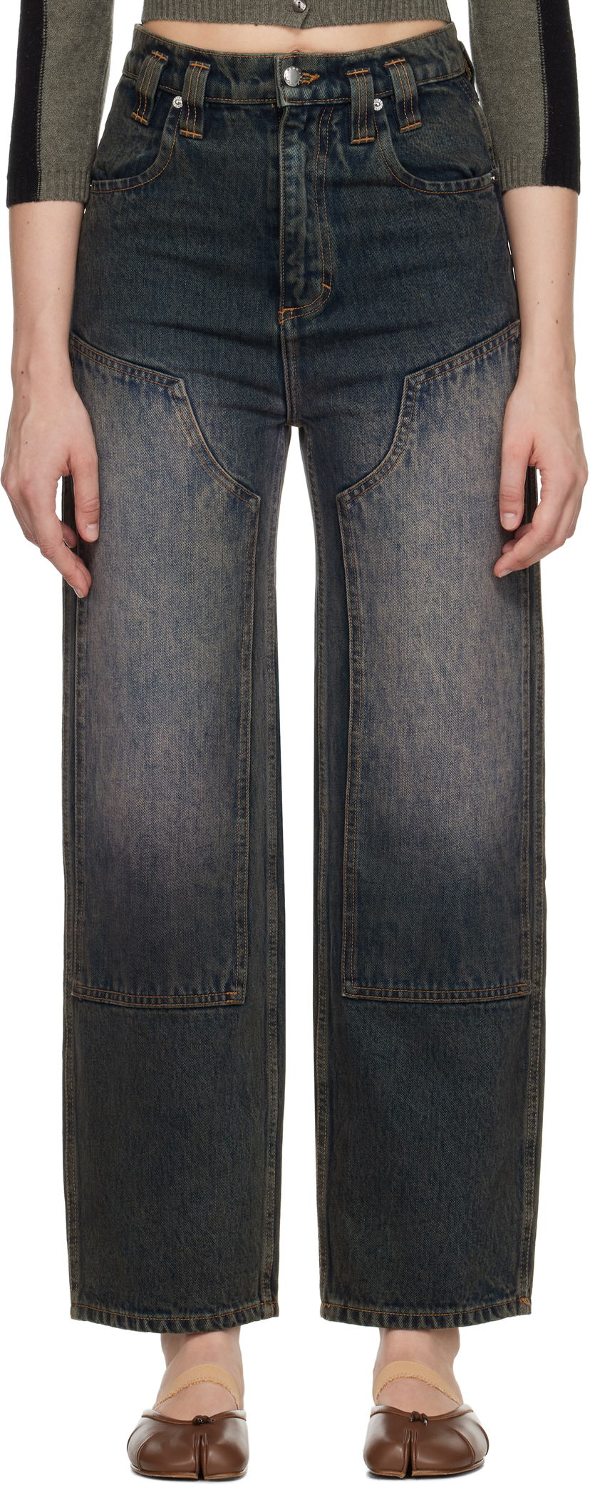 Jeans Eckhaus Latta Eckhaus Latta Double Knee Baggy Jeans Blå | 1229-EL-PF25-MR -
