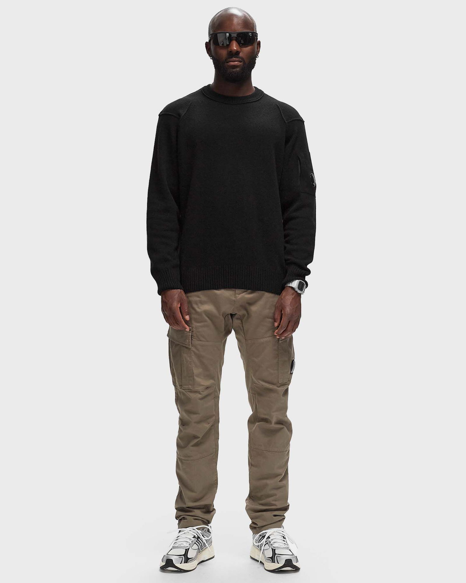 Sweater C.P. Company LAMBSWOOL GRS CREW NECK KNIT Sort | 17CMKN047A110149A-999, 1
