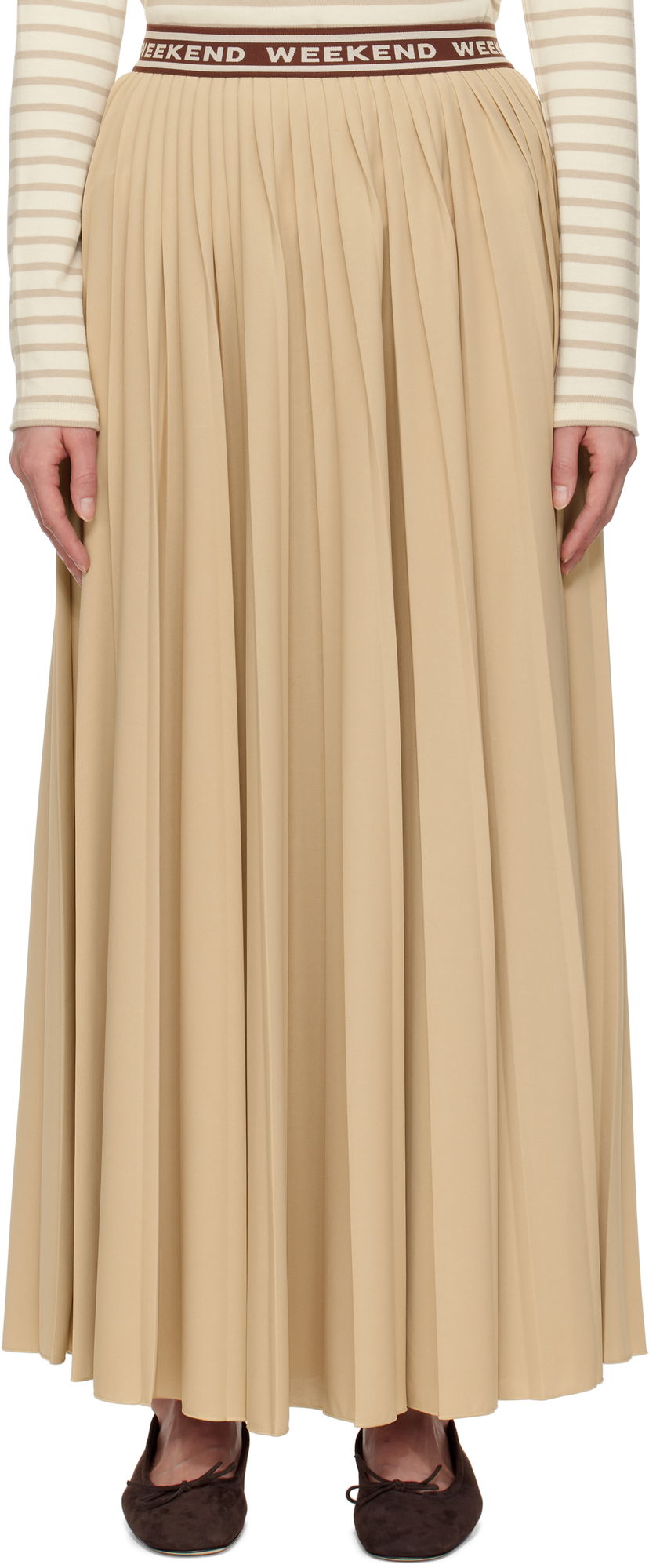 Nederdel Max Mara Weekend Max Mara Bleu Pleated Maxi Skirt Beige | 2515771031600