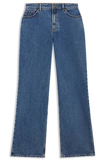 Jeans BOSS Wide-Leg Jeans with Stacked Logo Blå | 50550597