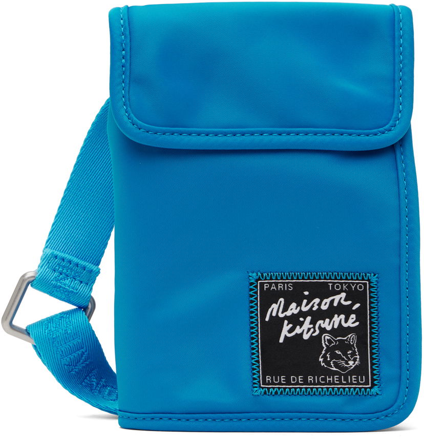 Skuldertaske MAISON KITSUNÉ Maison Kitsuné 'The Traveller' Neck Pouch Blå | MM05362WQ1001P451