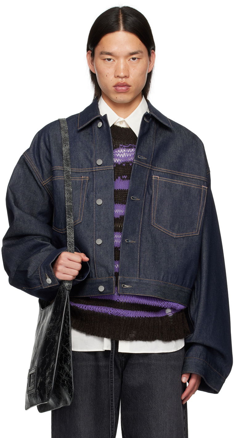 Jakke Acne Studios Blue Patch Pocket Denim Jacket Blå | C90182-