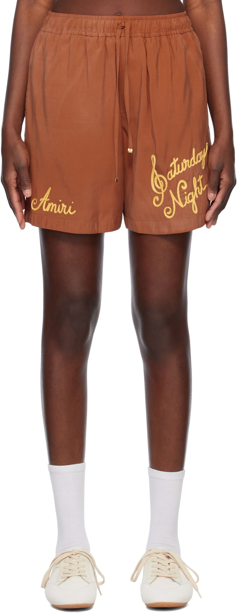 Shorts AMIRI Amiri Saturday Night Drawstring Shorts Brun | AMSHCA1076