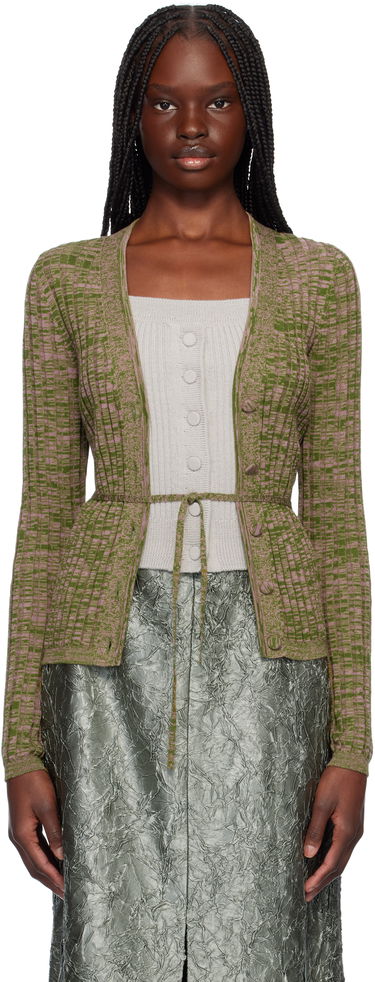 Sweater Dries Van Noten Dries Van Noten Rib-Knit Tie Cardigan Grøn | 251-011229-1716, 0