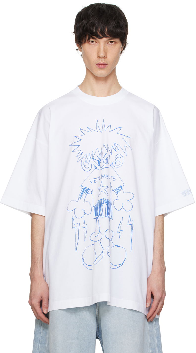 T-shirt VETEMENTS Scribbled Teen T-Shirt Hvid | UE64TR340W, 0