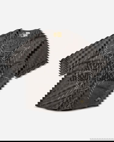Skjorte KAPITAL Cotton Wool Great Kountry Baseball Shirt with Spiderweb Design Grå | K2505SS215 DARKGRAY, 0