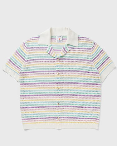 Polo skjorte Casablanca Crochet Knit Striped Polo Shirt Flerfarvet | M-AW25-KW-1097-01, 2
