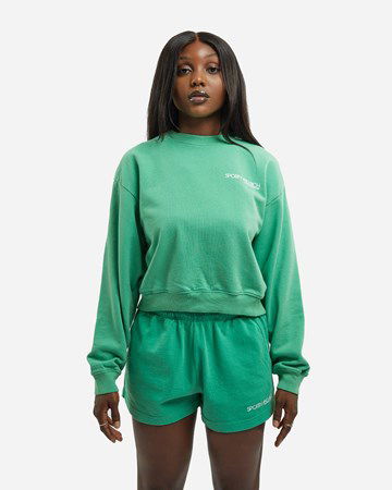 Sweatshirt Sporty & Rich Disco Cropped Crewneck Grøn | CR474KE, 1