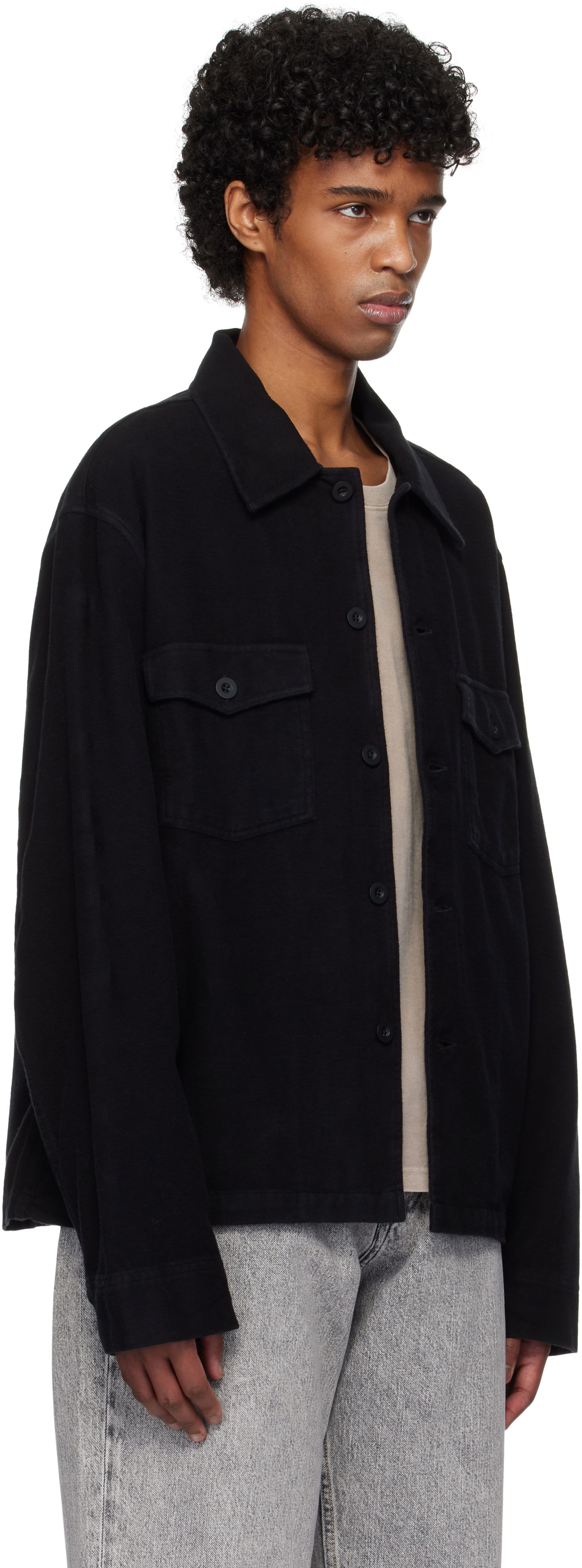Jakke OUR LEGACY Evening Overshirt Black Brushed Cotton Sort | M4201EBBC, 1