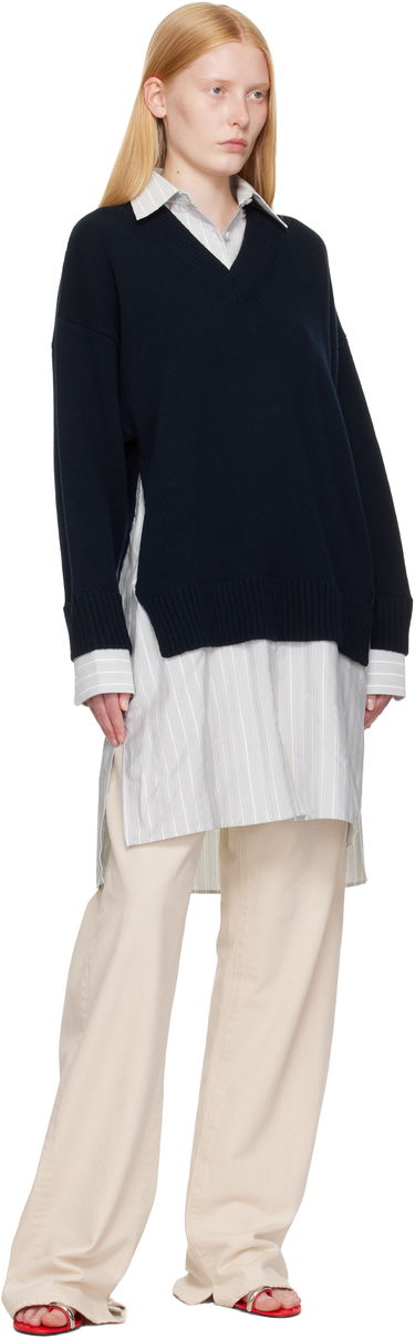 Sweater Stella McCartney Stella McCartney Crewneck Jumper Shirt Dress Mørkeblå | 6K10643S2583, 4