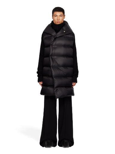 Vest Rick Owens Hooded Down Vest Sort | RU02C7999 NPD3