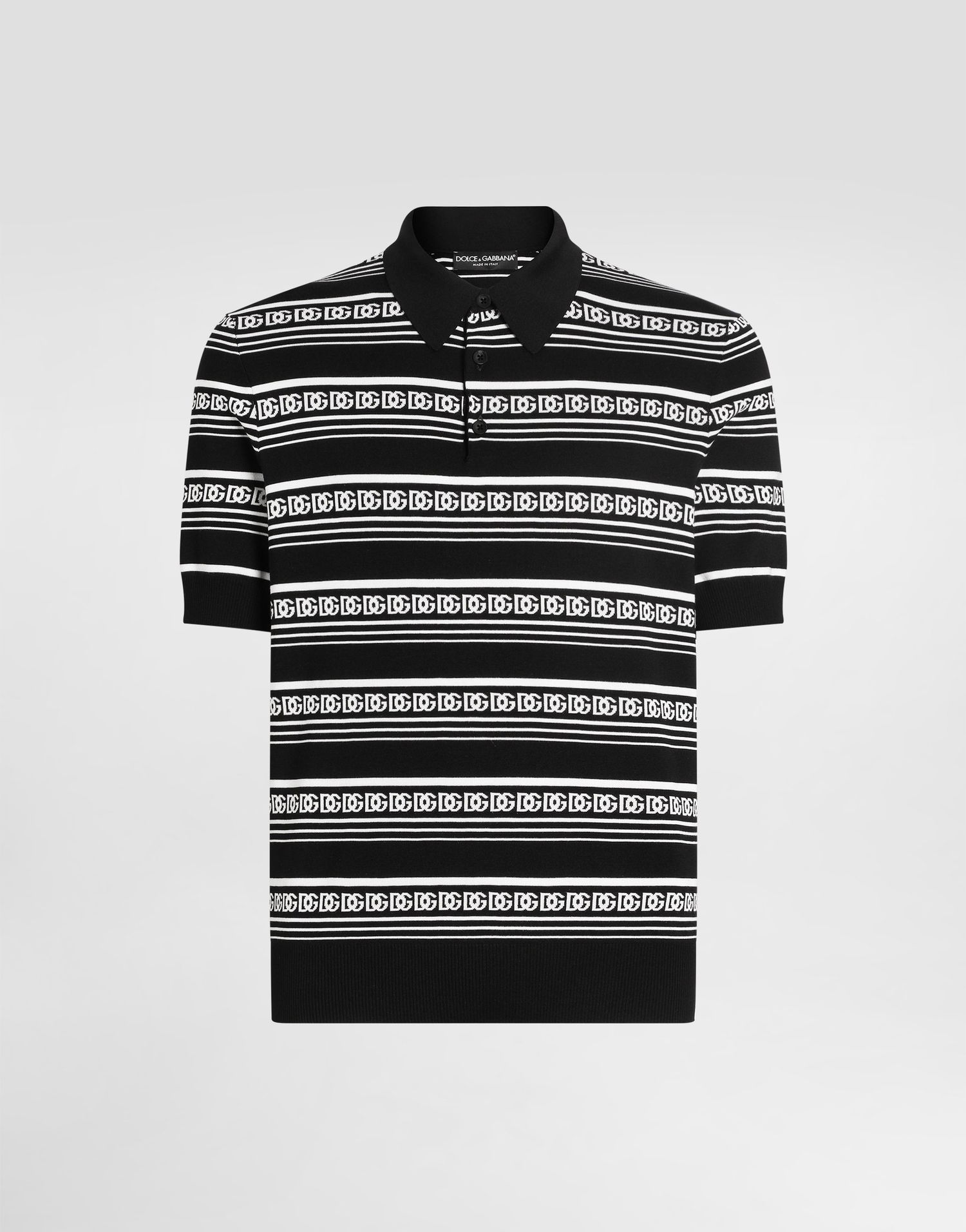 Polo skjorte Dolce & Gabbana Dolce & Gabbana Silk Knit Logo Polo Shirt Sort | GXZ02TJBSN4N0004, 0