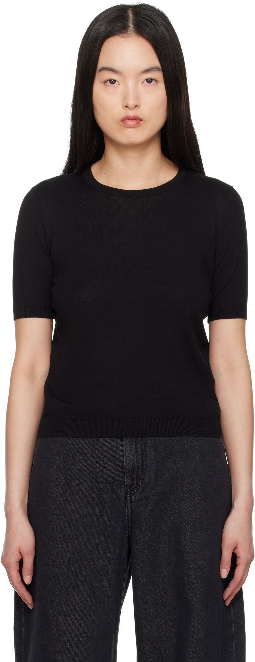 Sweater Max Mara Weekend Max Mara Zibetto Knit T-Shirt Sort | 2515361041600