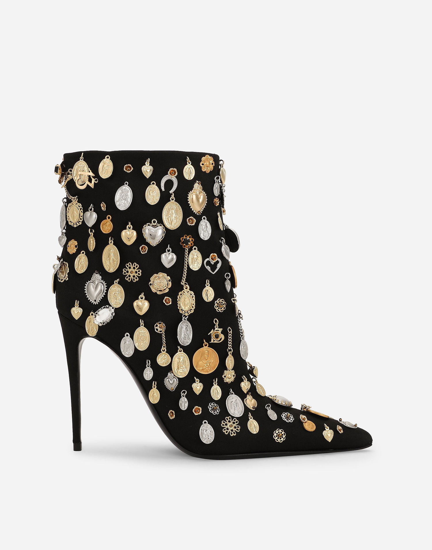 Tilbehør Dolce & Gabbana Dolce & Gabbana Satin Embroidered Ankle Boots Sort | CT1052AW1158M691, 0
