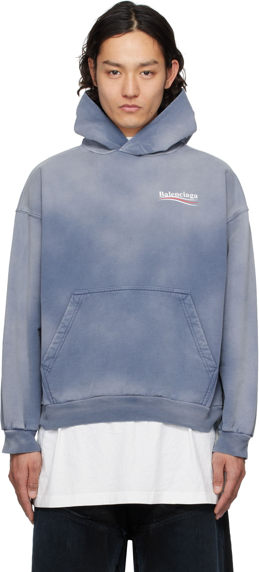 Sweatshirt Balenciaga Balenciaga Political Campaign Hoodie Blå | 767877TRVB1