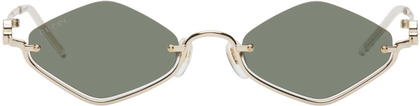 Solbriller Gucci Gold Geometric Sunglasses Metalisk | GG1604S-001, 0