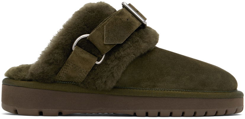 Tøj Burberry Burberry Chubby Suede & Shearling Slippers Grøn | 8092549
