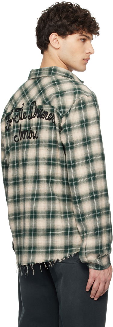 Skjorte AMIRI Amiri Shotgun Distressed Plaid Flannel Shirt Grøn | AMSTFL1009, 2