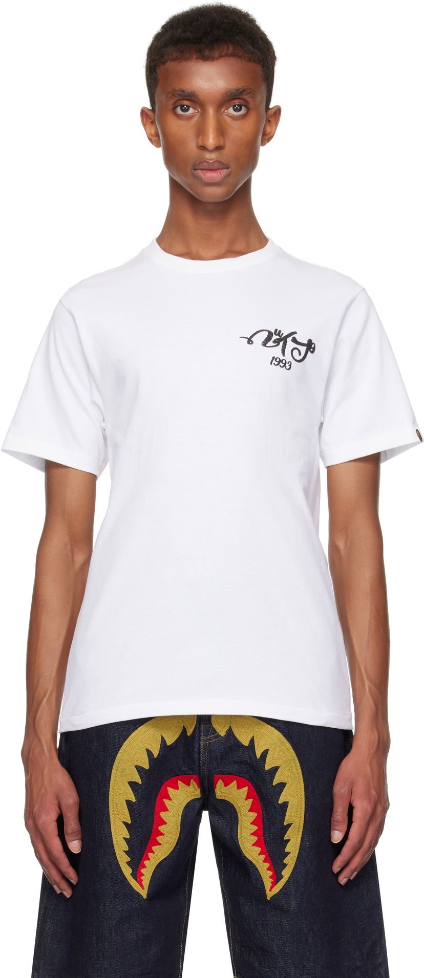 T-shirt BAPE Embroidery Style Logo T-shirt Hvid | 001TEK801025M