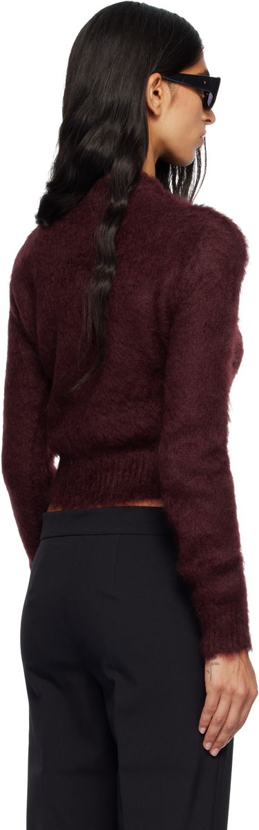 Sweater Max Mara Max Mara Adatti Fuzzy Cropped Mock-Neck Sweater Bourgogne | 2521366263600, 2