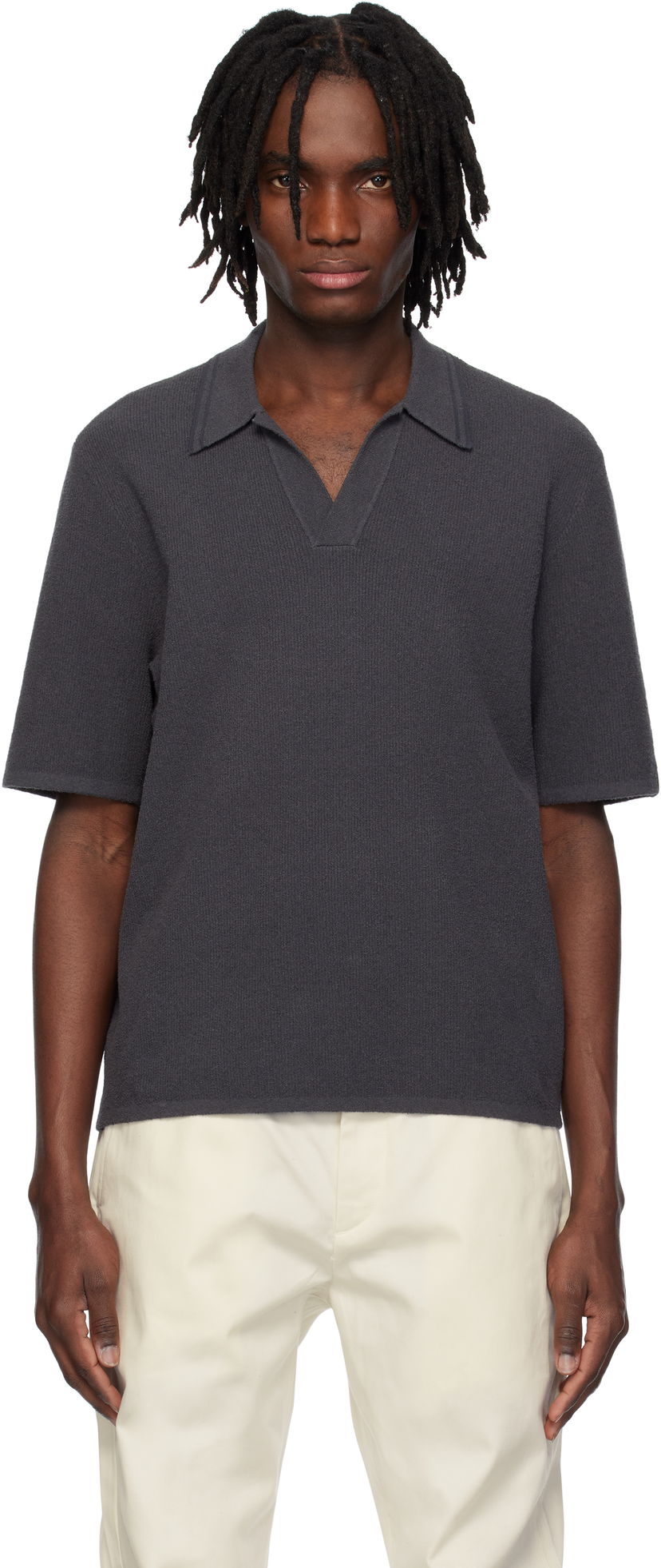 Polo skjorte rag & bone Rag & Bone Rib Knit Johnny Polo Grå | MBS25S035YF35