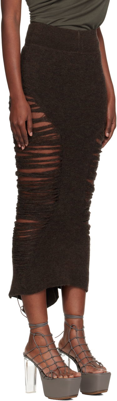 Nederdel Rick Owens Rick Owens Calf Dauphine Midi Skirt Brun | RP02E4685 KGRIDP, 1