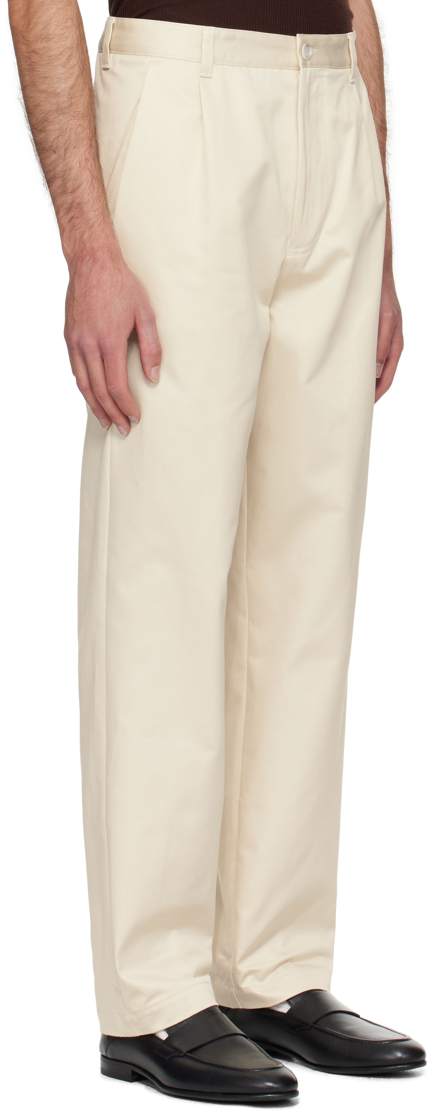 Bukser BOSS Relaxed-Fit Cotton Twill Trousers Hvid | 50546924, 1