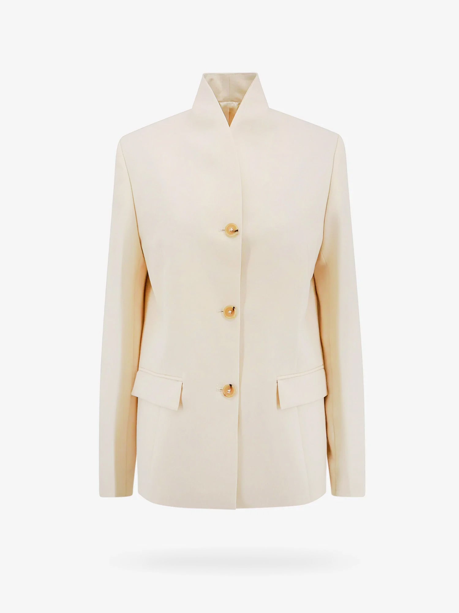 Jakke TOTEME Single-Breasted Band Collar Blazer Beige | 241WRZ1063FB0065007, 0