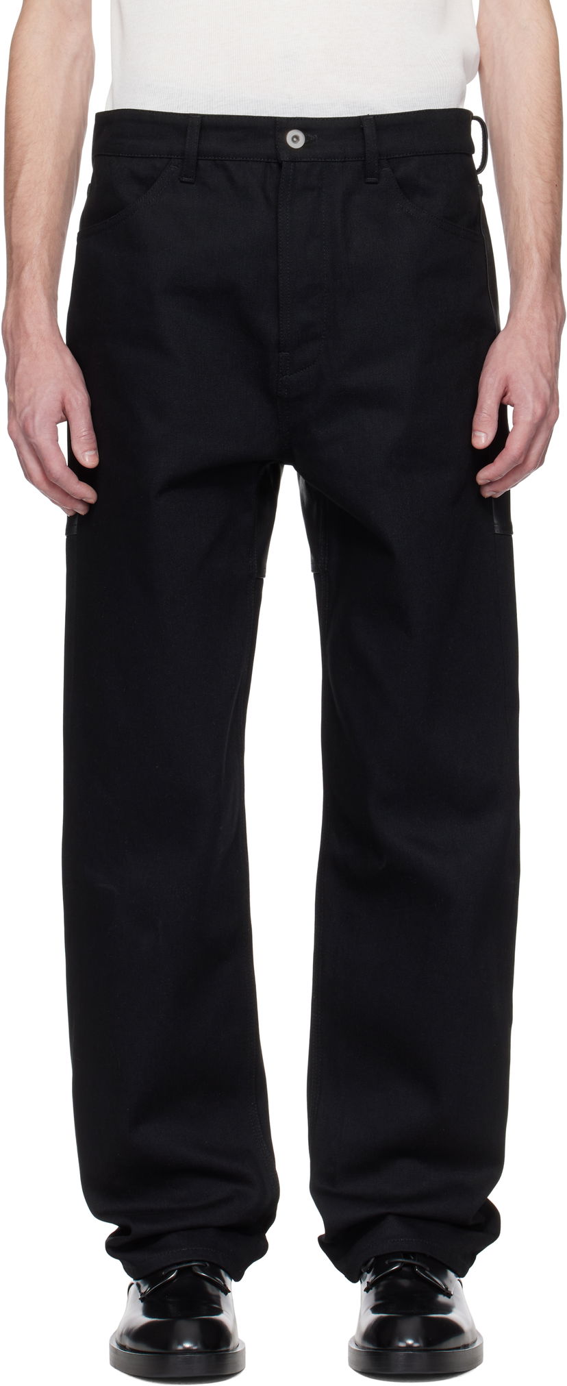 Cargo bukser Jil Sander Jil Sander Leather Jeans Sort | J22KA0267_J46655