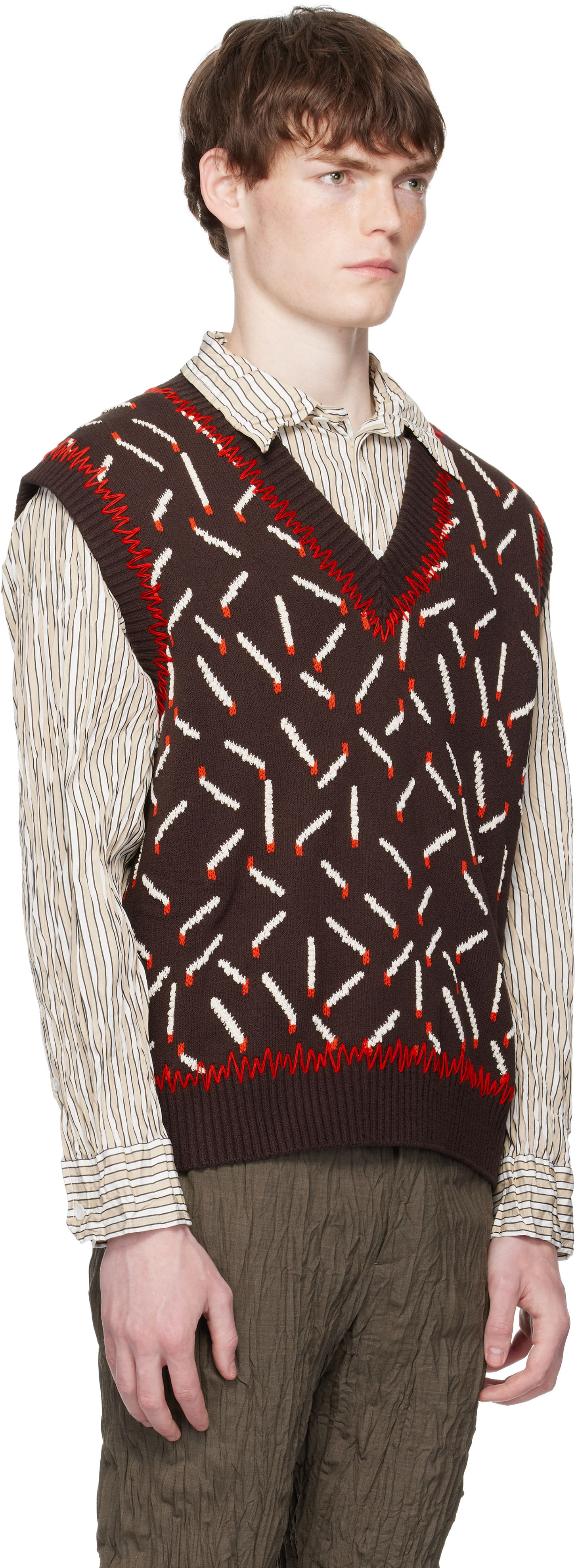 Vest Bottega Veneta Bottega Veneta Cotton Jacquard Matches Vest Brun | 823017V5ET02049, 1