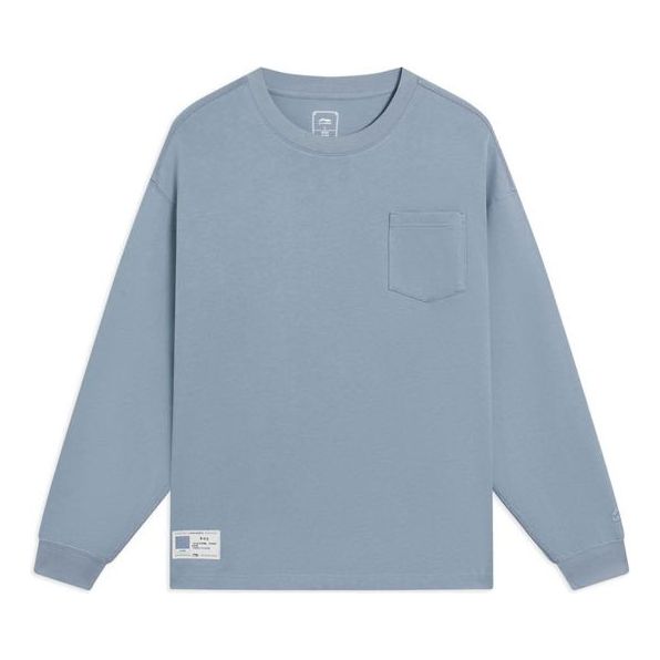 Sweater Li-Ning Relaxed Fit Long Sleeve Top with Chest Pocket Blå | AHSS751-4