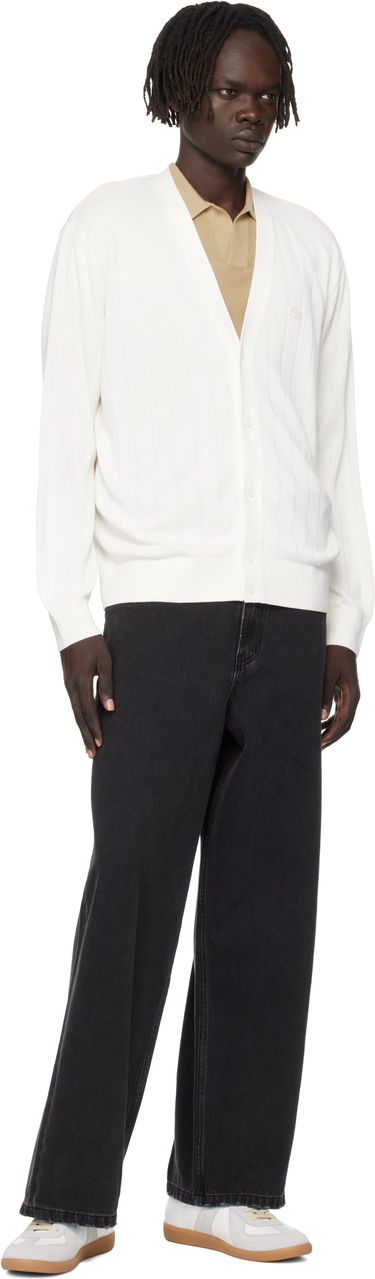 Sweater Lacoste Fluid Rib Knit Cardigan Hvid | AH5338_70V, 3