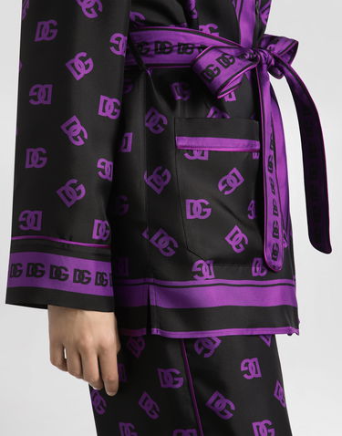 Pyjamas Dolce & Gabbana Dolce & Gabbana All-over Logo Print Silk Twill Robe Sort | F5I89THI1Z7HN9BP, 3