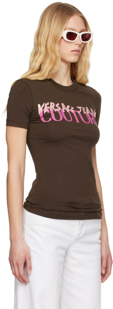 T-shirt Versace Versace Jeans Couture Institutional Logo T-Shirt Brun | E78HAHE06_ECJ02E, 1