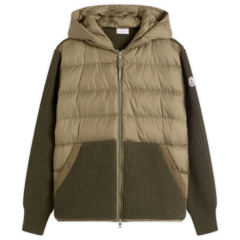 Puffer jakke Moncler Knit Waffle Jacket With Hood Grøn | 9B000-31-M4281-828
