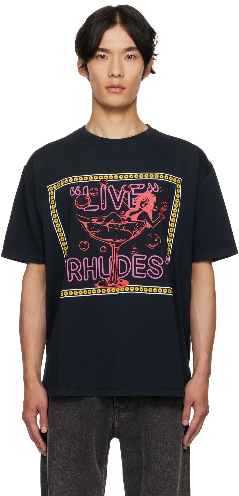 T-shirt Rhude Rhude 'Live Rhudes' Graphic T-Shirt Sort | RHPF25TT04012
