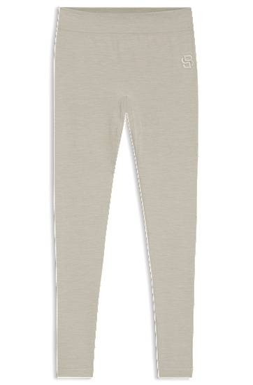 Leggings BOSS Ski base layer trousers in wool-blend jersey Beige | 50544376