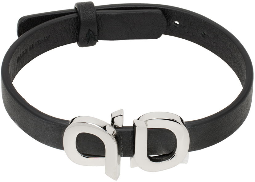 Armbånd FERRAGAMO Salvatore Ferragamo Gancini Leather Bracelet Sort | 771334