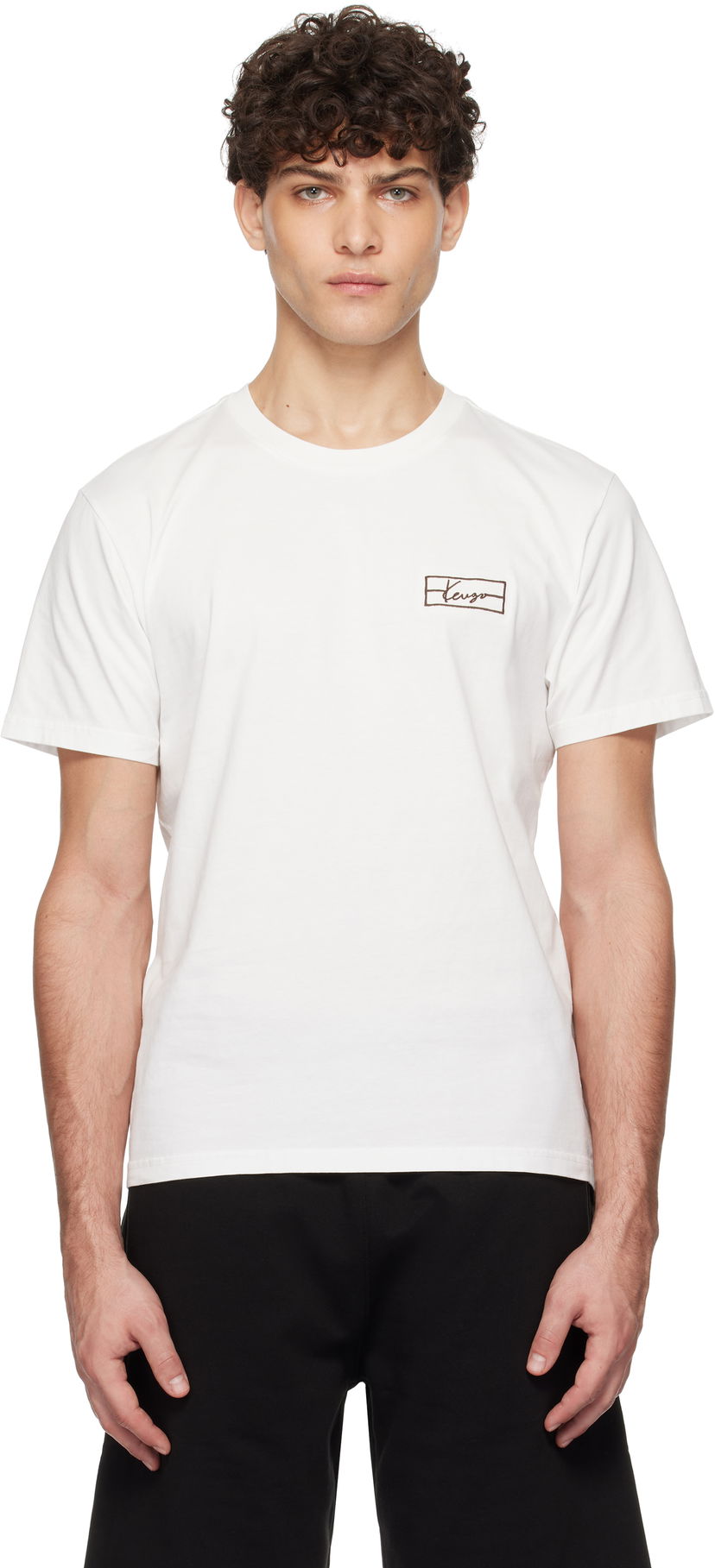 T-shirt KENZO Paris Weave Embroidered T-Shirt Hvid | FF55TS5254SO