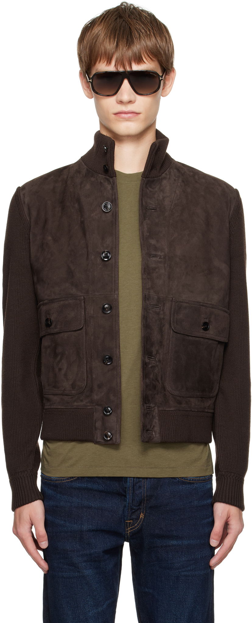Jakke Tom Ford TOM FORD Suede and Merino Jacket Brun | KBF001-YMW110