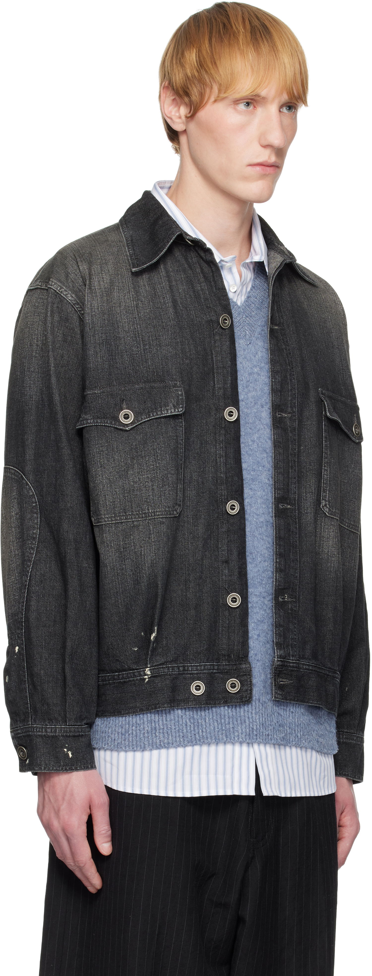 Jakke Maison Margiela Maison Margiela Distressed Denim Jacket Sort | S50AM0649 M30025, 1