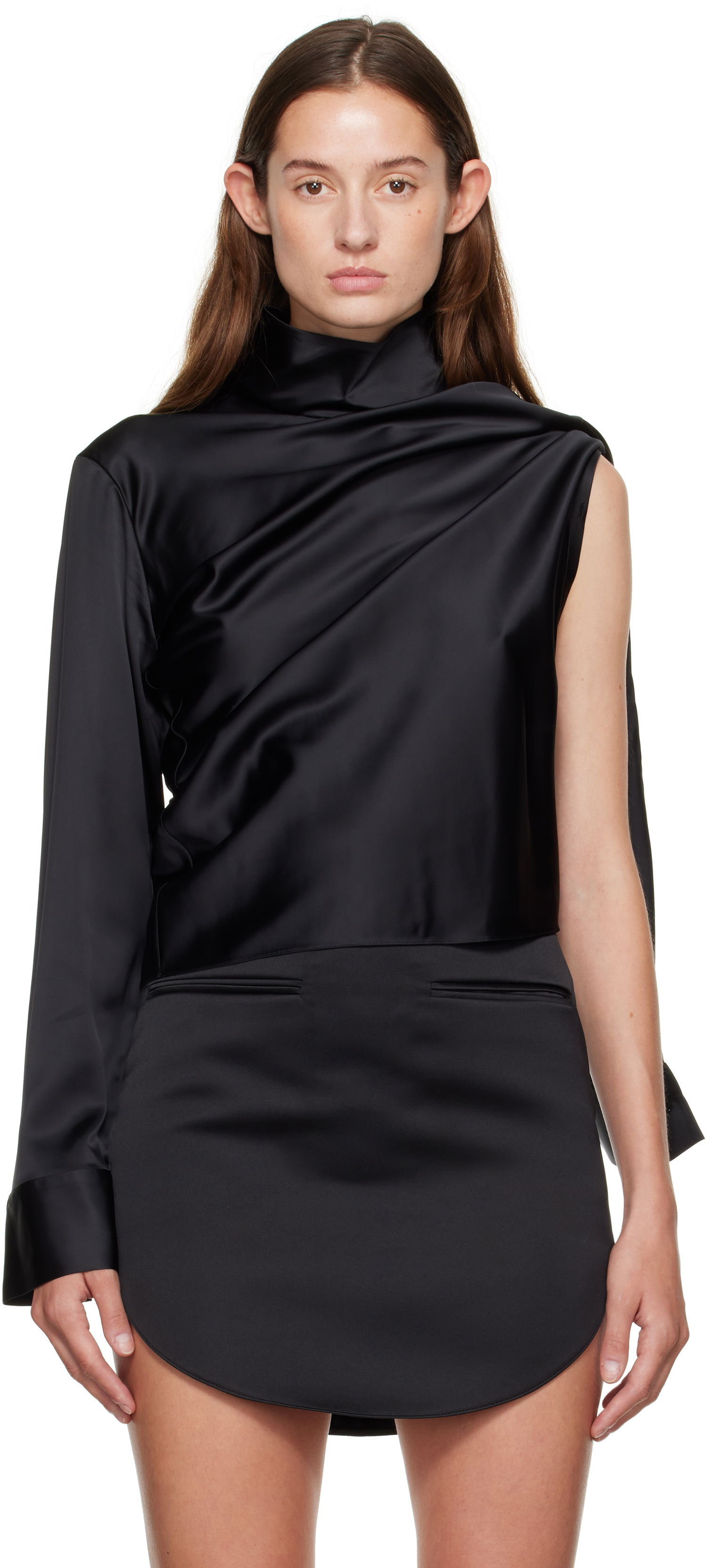 Skjorte Courrèges Courrèges Off-Shoulder Satin Top Sort | 325CCH094VI0073, 0