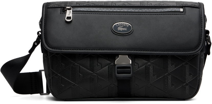 Skuldertaske Lacoste Lacoste Nomogramme S Flap Bag Sort | NH5062MR_000