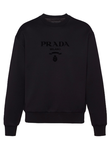Sweater Prada Chenille Logo Crewneck Sort | UJL207S2211Z54