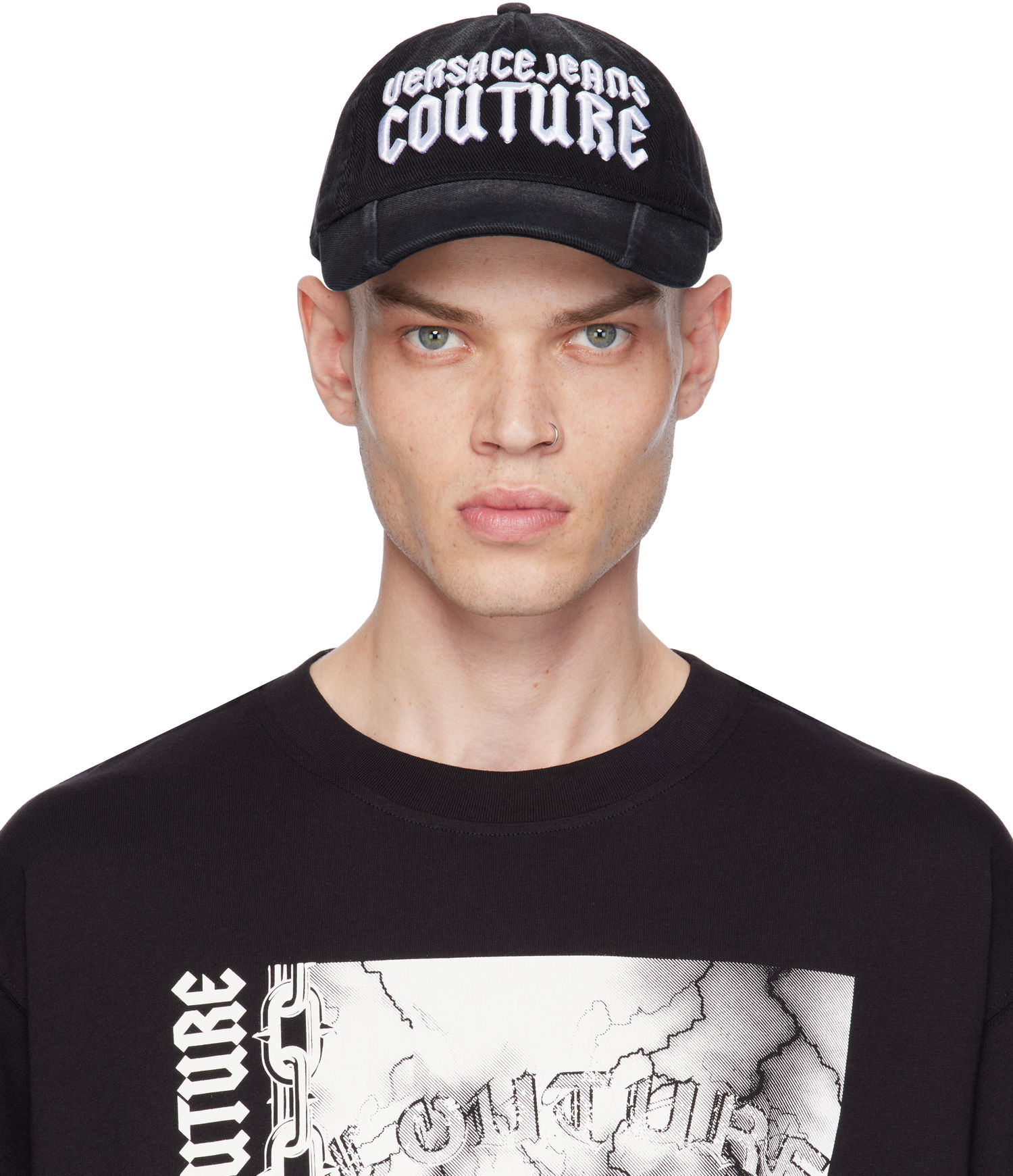 Kasket Versace Gothic Embroidered Logo Cap Sort | E77GAZK56_EZG298, 0