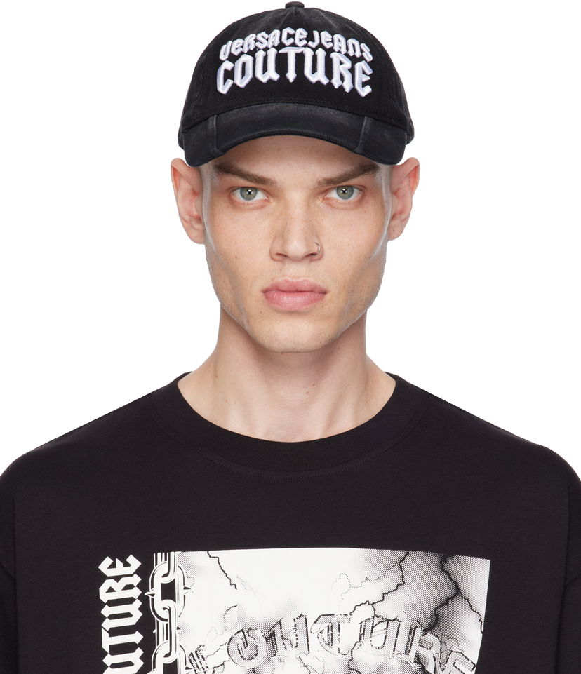 Kasket Versace Gothic Embroidered Logo Cap Sort | E77GAZK56_EZG298