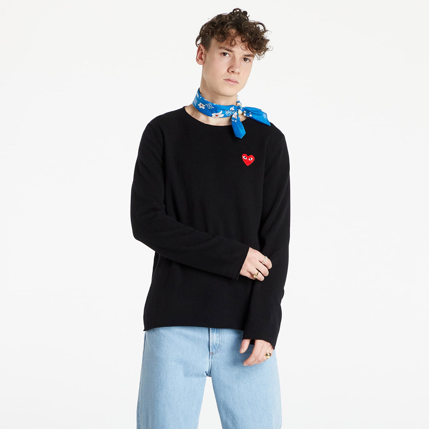 Sweater Comme des Garçons PLAY Red Heart Crewneck Jumper Sort | AZN068 Black, 0
