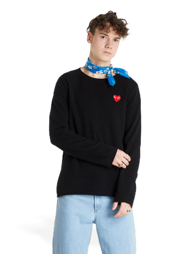 Sweater Comme des Garçons PLAY Red Heart Crewneck Jumper Sort | AZN068 Black