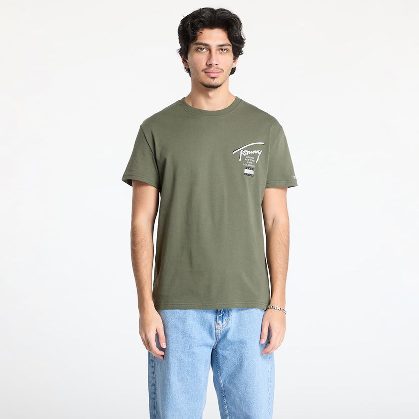 T-shirt Tommy Hilfiger Tommy Jeans Regular Signature Tee Grøn | DM0DM21106 M12