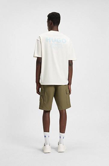Shorts BOSS Structured Cotton Cargo Shorts with Drawstring Grøn | 50517924, 1